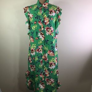 Ralph Lauren Green Sleeveless Midi Dress with Flutter Sleeves